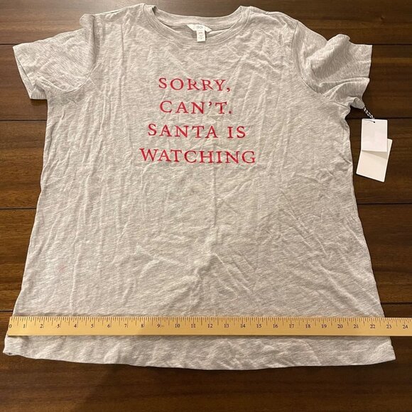 NWT 1901 Women's "Sorry Cant. Santa is Watching" Graphic Tee Size XXL NEW - Picture 8 of 13